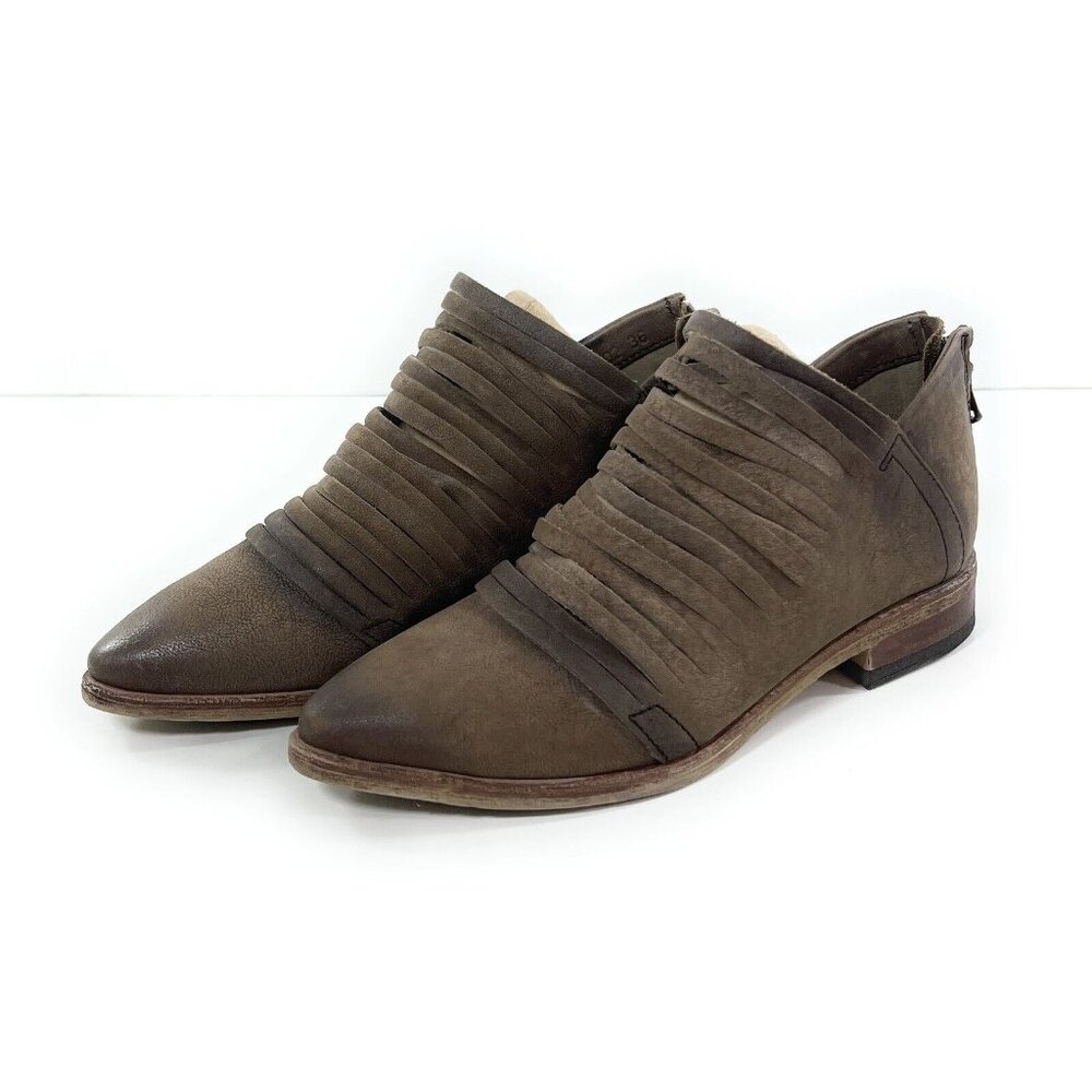 Free People Lost Valley Ankle Boot Strappy Leather Low Booties Size US 6 EU 36
